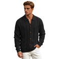 thumbnail image 2 of Mens Cardigan Sweater Long Sleeve Casual Button Down Lapel Collar Hollow out Knit Cardigans Fall Clothes, 2 of 6