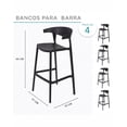 thumbnail image 2 of Set de 4 Bancos para Barra Altos de Plástico con Respaldo | Bancos Modernos para Cocina, Bar o Comedor, 2 of 5