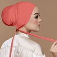 thumbnail image 1 of Women Casual Solid Color Multicolor Elastic Bandage Lace Up Bottom Muslim Hijab, 1 of 4