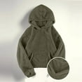 thumbnail image 2 of Atogsazn Fuzzy Hoodies for Women Fleece Long Sleeve Pullover Sweatshirt Winter Warm Sherpa Tops Hooodie Clothing Army Green S Fashion, 2 of 5