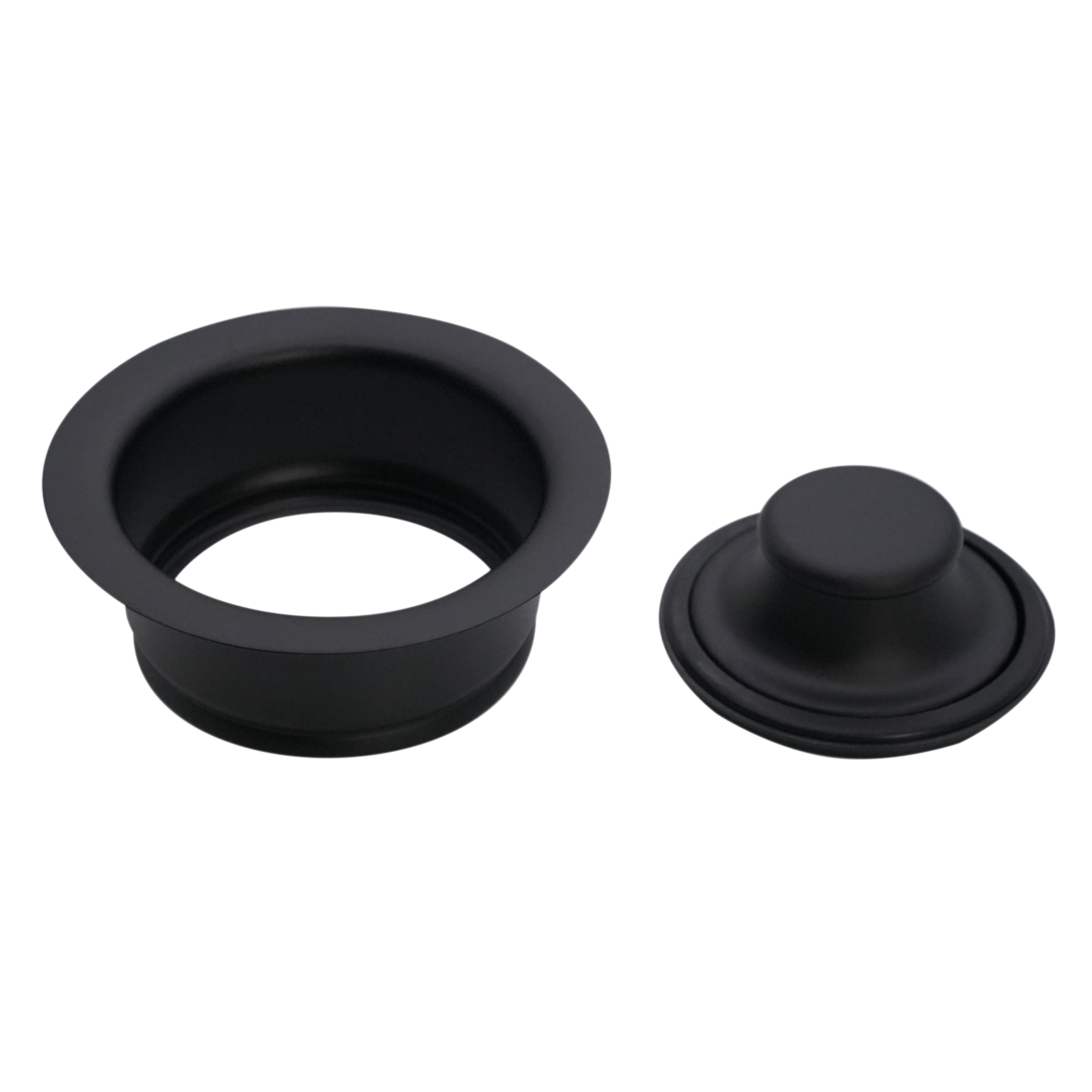 Westbrass Kitchen Sink Waste Disposal Drain Flange and Stopper, Matte Black