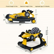Costway 4-in-1 Baby Walker Foldable Activity Push Walker Adjustable Yellow