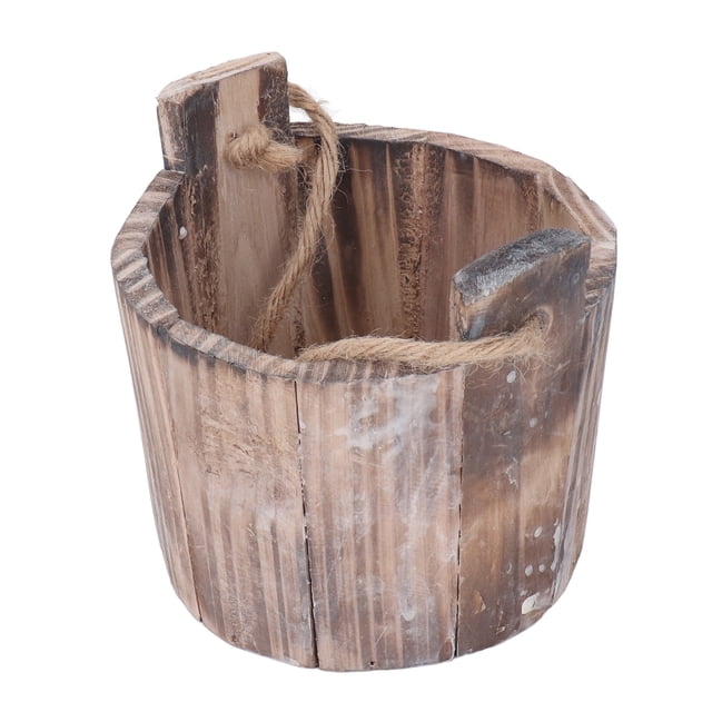 Barrel Planter, Wall Hanging Innovative Round Rustic Wooden Flower Pots Decorative Vintage Style For Garden