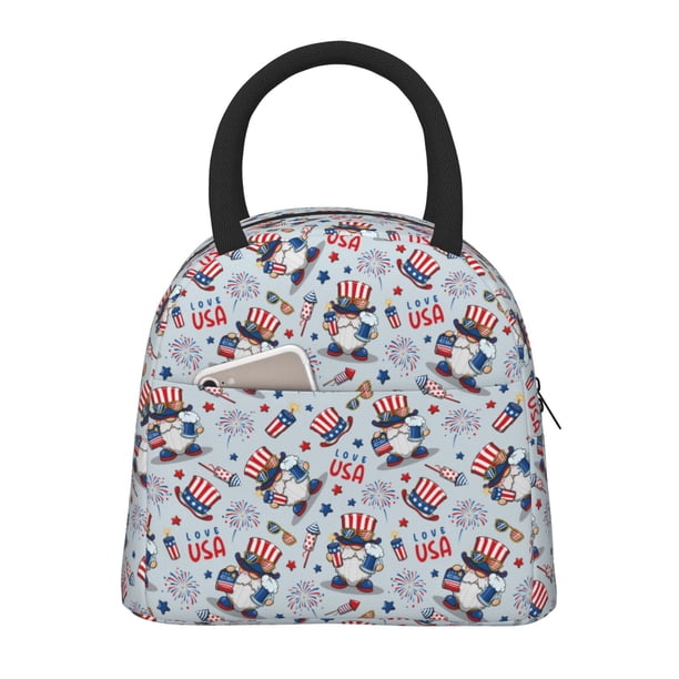 Balery I Love USA Bolsa de Almuerzo para Mujeres, Caja de Almuerzo, Bolsa de Almuerzo Pequeña Impermeable, Tote de Almuerzo Reutilizable con Gran Capacidad
