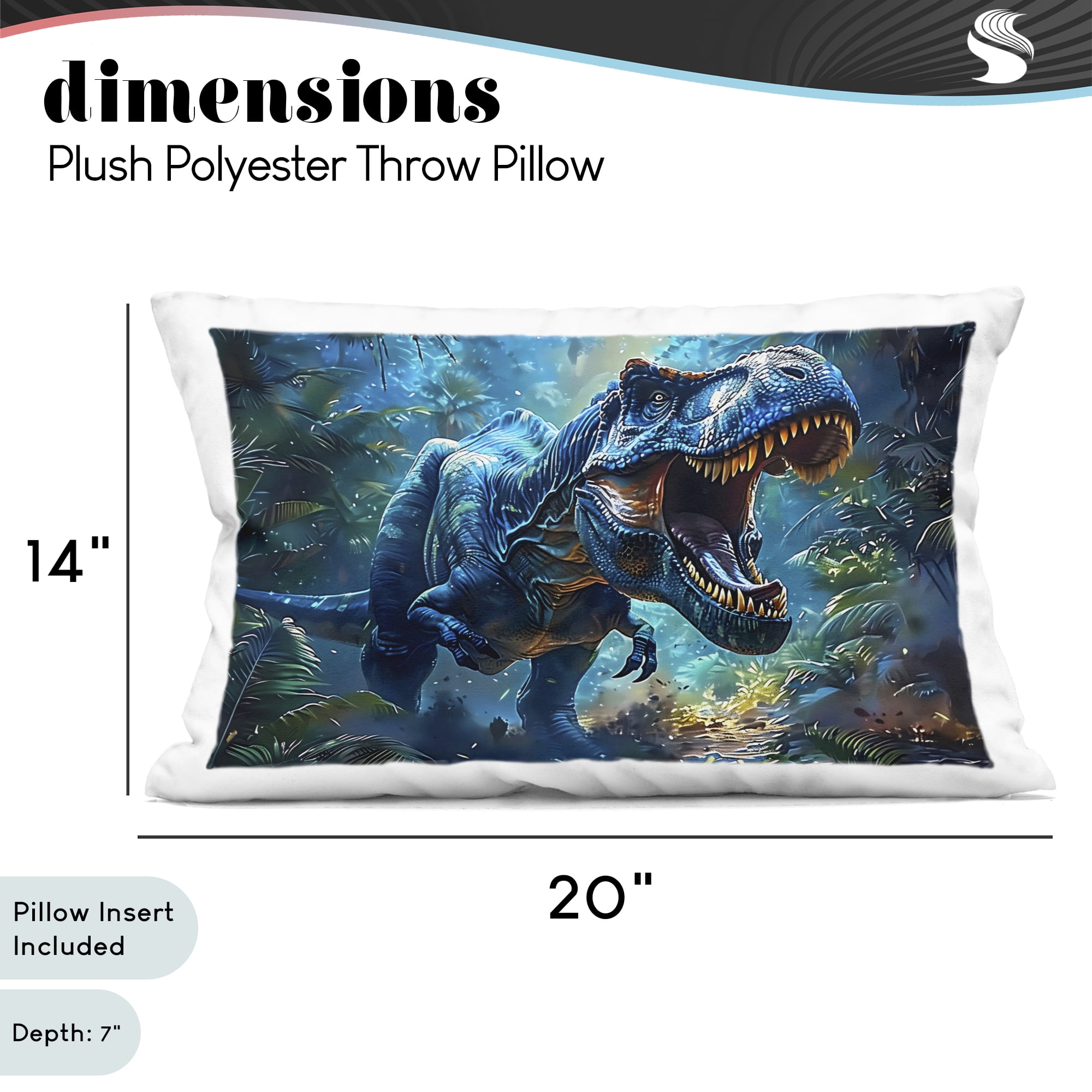 Stupell Industries Blue Toned Dinosaur Roar Decorative Printed Throw Pillow, design by Creative Studio