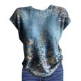 thumbnail image 5 of ZJXFGS Knit Pullover Tops Women Women Short Sleeve Sweater Womens Short Sleeve Sweaters Sweaters for Women Trendy Blue L, 5 of 5