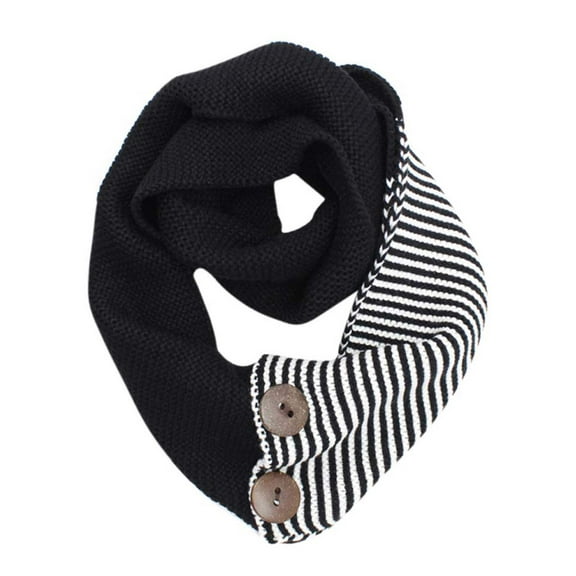 Black Stripe & Solid Knit Infinity Collar Scarf