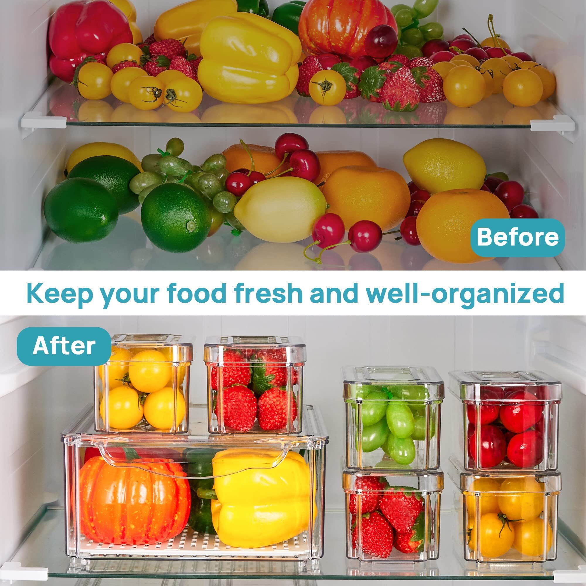 Pomeat 7 Pack Fridge Organizers, Stackable Refrigerator Organizer Bins with  Lids, Clear Plastic Storage Bins, BPA-Free Fridge Organizers and Storage  Clear for Food, Drinks, Fruits, Vegetable Storage price in Egypt