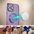 thumbnail image 4 of Compatible with iPhone 12 pro Magnetic Glitter Case-6.1 Inch, Luxury Love Heart Pattern Plating Clear Case, Compatible with MagSafe for Women Girls Shockproof Back Cover-Purple, 4 of 13