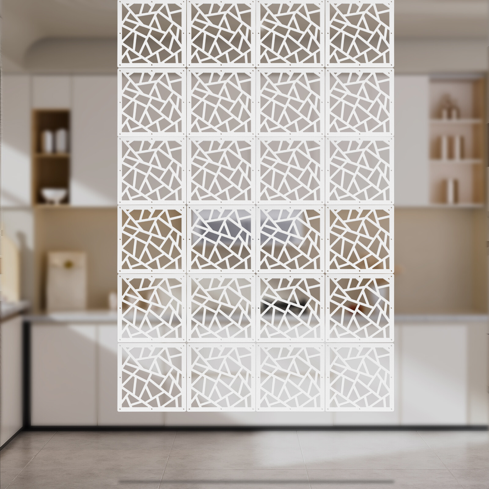 24Pcs Privacy Screen Panels, Decorative Wall Screen Panels,Hanging Room Divider Decorative Thick Wall Screen Panels Floral Carving Pattern Hollow Out Design