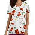 thumbnail image 1 of T-shirts Mode Femme Manches Courtes Col en V Hauts Uniforme de Travail Imprimé Poche Blouse Hauts Grande Taille Blouses en Liquidation, 1 of 5
