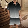 thumbnail image 2 of GPOECD Men's Sleepwear Plus Size Men's Gradient Multicolored Silk Satin Short Sleeve Button Up Home Wear Set Mens Pajama Set Grey,M, 2 of 4