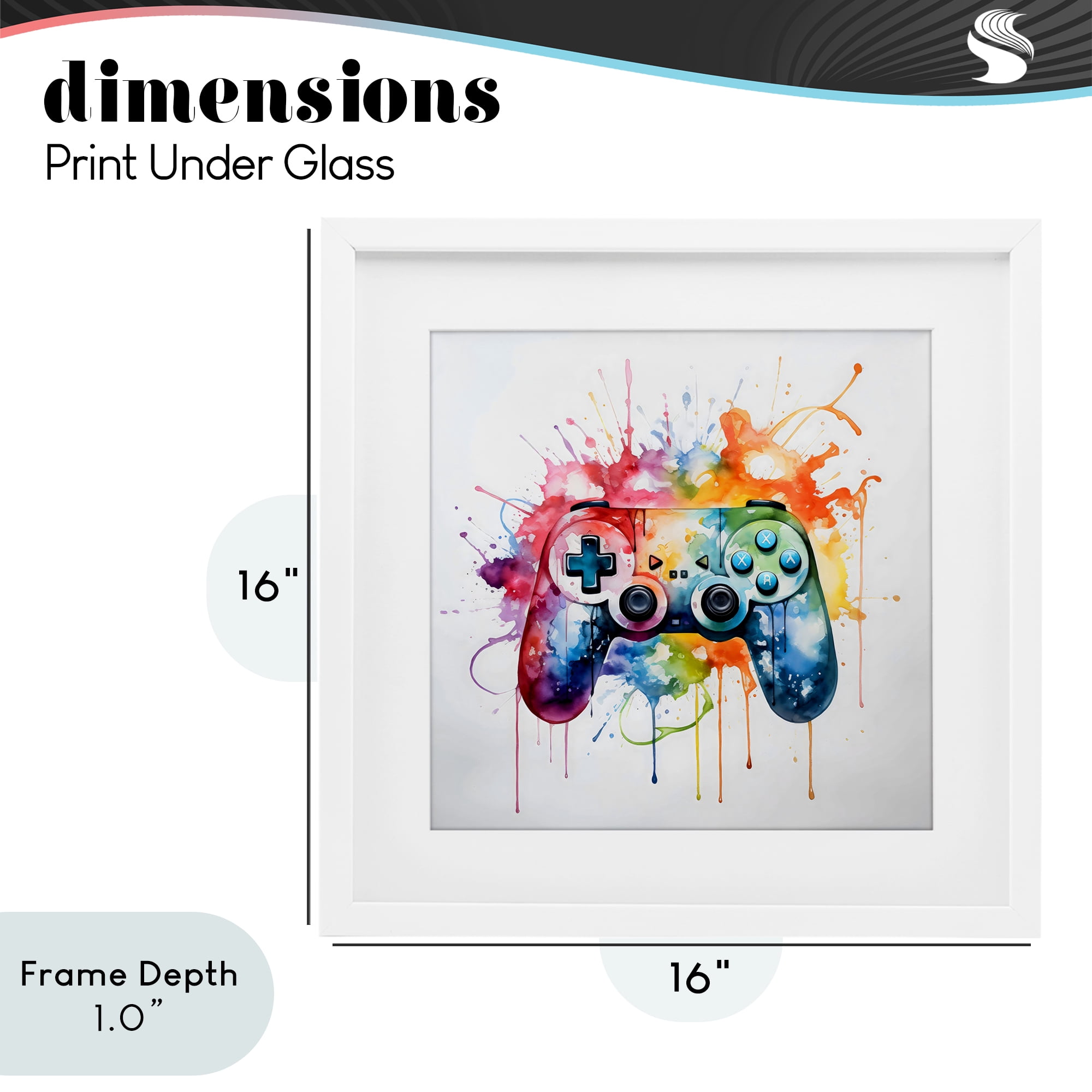 Stupell Industries Colors of Gaming Splatter White Framed Print Under Glass, design by Creative Studio