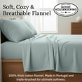 thumbnail image 3 of California Design Den Flannel Cal King Sheet Set - Triple-Brushed 100% Cotton, Deep Pockets, Made in Portugal - Heather Green, 3 of 8