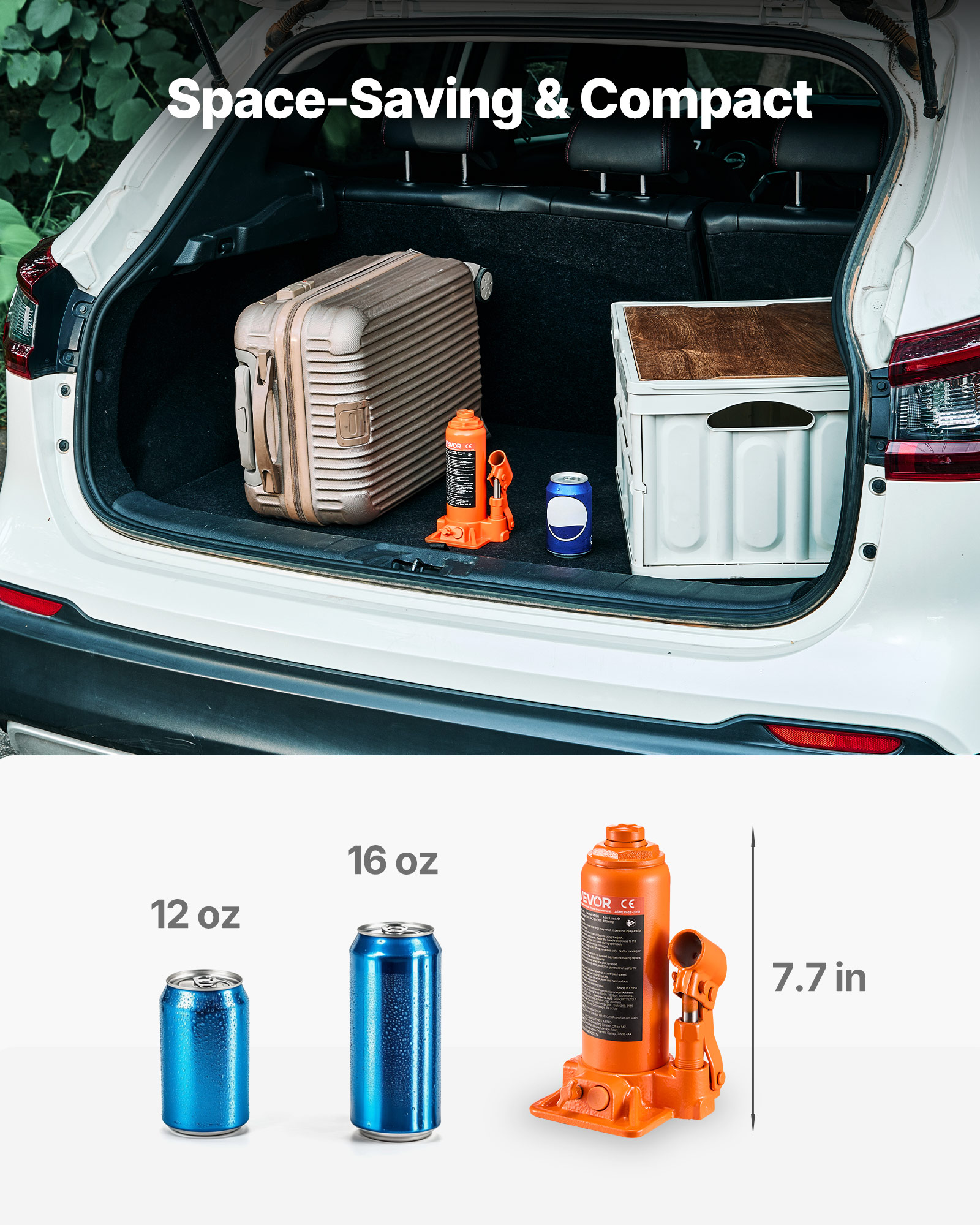 VEVOR Hydraulic Bottle Jack, 6 Ton (13227.6 lbs) Capacity, 7.7-14.8 Inch Lifting Range, Heavy Duty Welded Bottle Jack