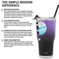 thumbnail image 3 of Simple Modern 30oz. Cruiser Tumbler with Straw & Closing Lid Travel Mug Gift Double Wall Vacuum Insulated - 18/8 Stainless Steel Water Bottle Ombre: Violet Sky, 3 of 7