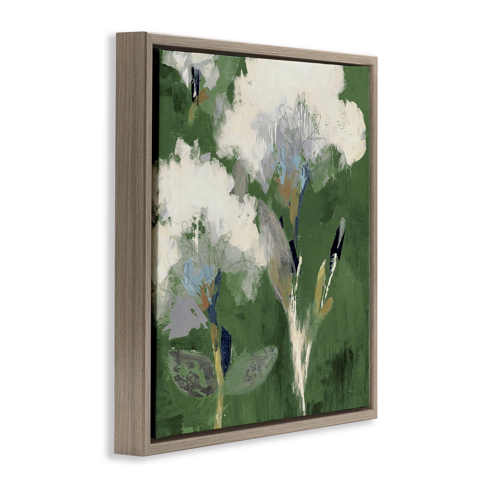 Stupell Industries Abstract Botanical Buds Plants & Flowers Painting Brown Floater Framed Canvas Art Print Wall Art, 18 x 18