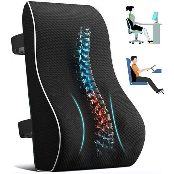 GIRACOA Lumbar Support Pillow for Office Chair – Full Back Support Cushion with Memory Foam, Adjustable Straps & Breathable Mesh Cover, Ergonomic Back Rest for Office, Gaming, Car Seat & Home Use