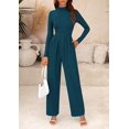 thumbnail image 4 of PRETTYGARDEN Womens Jumpsuit Dressy Casual Spring Fall Fashion One Piece Outfits Long Sleeve Mock Neck Wide Leg Pants Rompers, 4 of 8