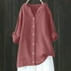 thumbnail image 2 of Vestidos Casuales Para Mujer, Blusas De Mujer De Moda Blusa de verano para mujer con cuello en V, manga larga, botones sueltos y lino, 2 of 7