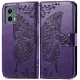 thumbnail image 2 of Designed for Moto G 5G 2023 Case Wallet,Women Flip Cover with Butterfly Emboss PU Leather Stand Credit Card Holders Slots Wrist Strap Protective Phone Case for Motorola Moto G 5G 2023 (Purple), 2 of 14