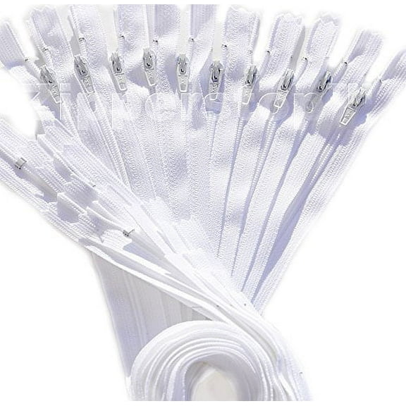 Zipperstop - YKK #3 Nylon Coil Zippers closed bottom Tailor Sewer Craft Crafter's - Made in USA (3,4,5,6 Inch 50pcs, White)