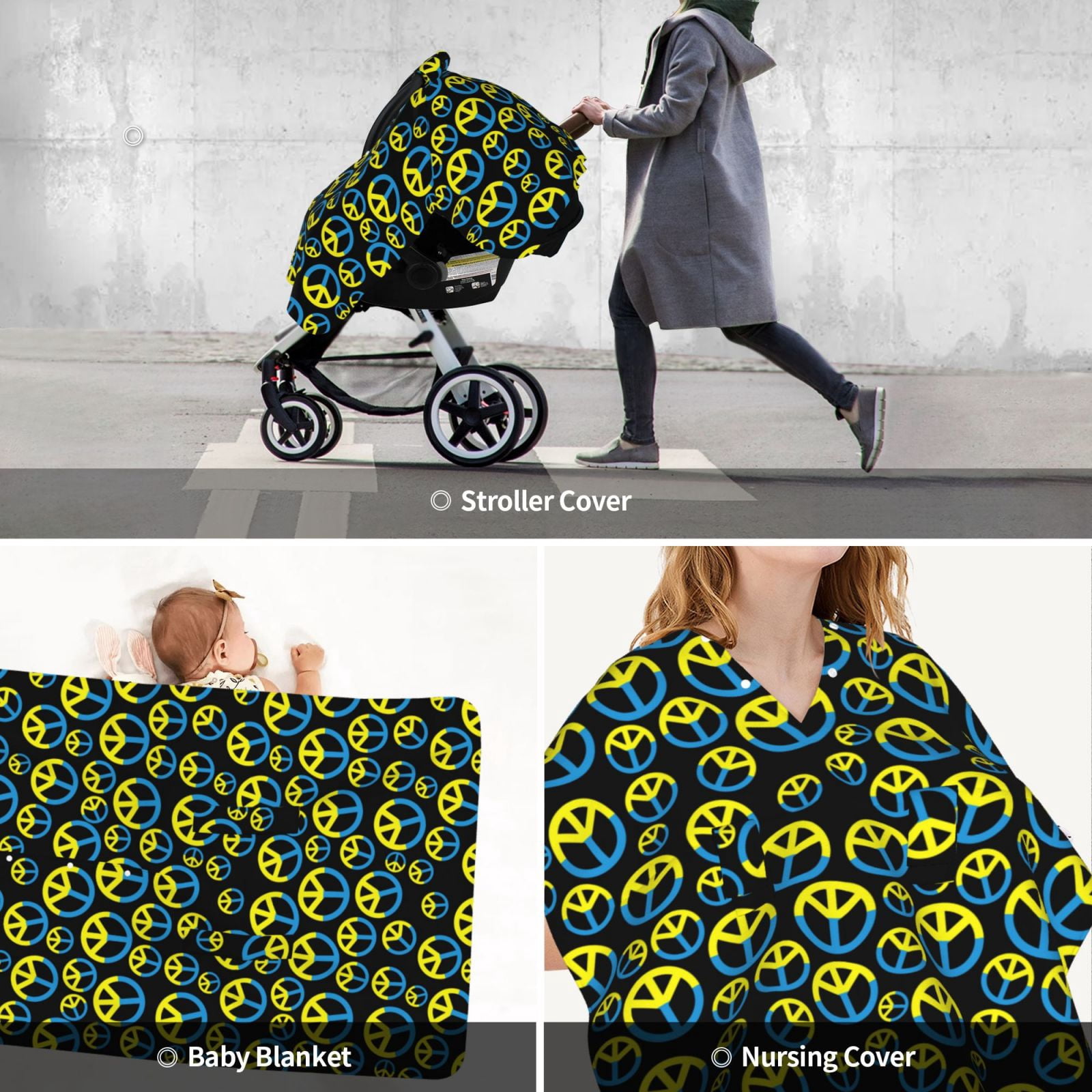Car Seat Cover Baby - peace sign flag Breathable Infant Car Seat Cover for Baby Carseat, Lightweight Comfort Baby Essentials Must Haves Newborn Stuff for Girl Boy
