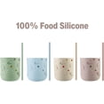 thumbnail image 4 of PandaEar 4 Pack Kids & Toddler Glass Cups, Glass Mason Jar Cups 8.45 oz with Silicone Sleeves & Straws, Toddler Spill-Proof Smoothie Cups, 4 of 7