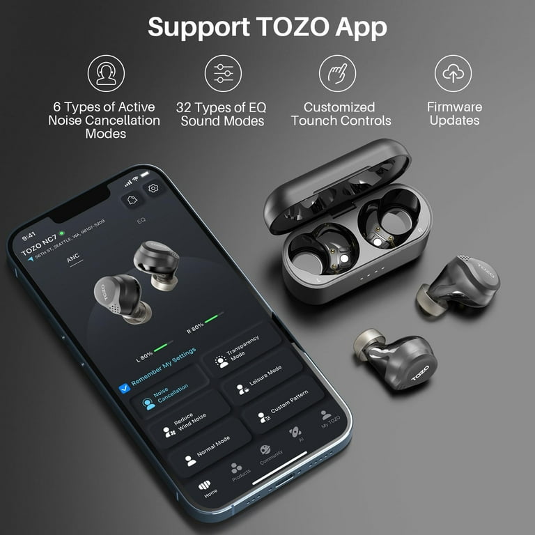 TOZO 2025 Wireless Earbuds, Bluetooth Headphones, 72H