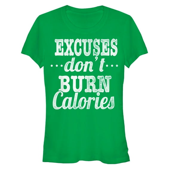 Junior's CHIN UP Burn Calories  Graphic Tee Kelly Green Large