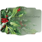 Holly Seasons Greetings Paper Placemats 50 Per Pack