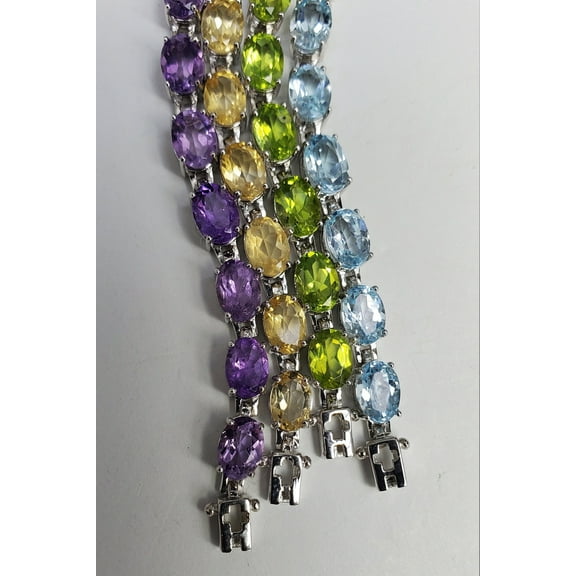 Gemstone Tennis Bracelets Silver