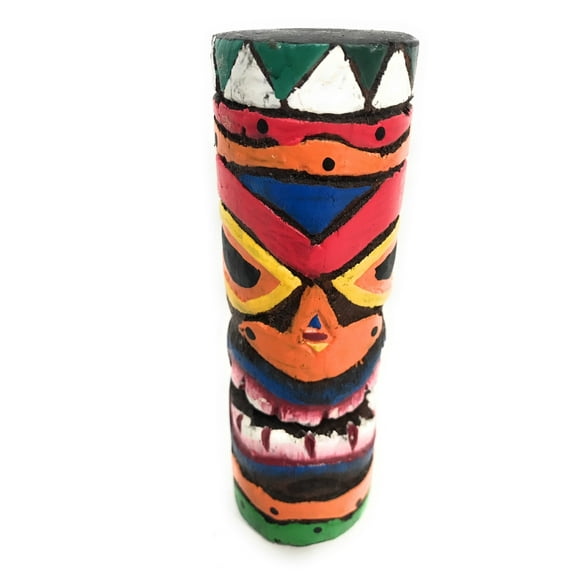 Tiki Totem 5" w/ Tribal Hawaii - Hand Carved & Painted | #dpt535812f