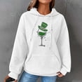thumbnail image 2 of Women's Waffle Sweatshirts St. Patrick's Day Letter Graphic Print Drawstring Casual Loose Pullover Hoodies with Pockets(White,M), 2 of 5
