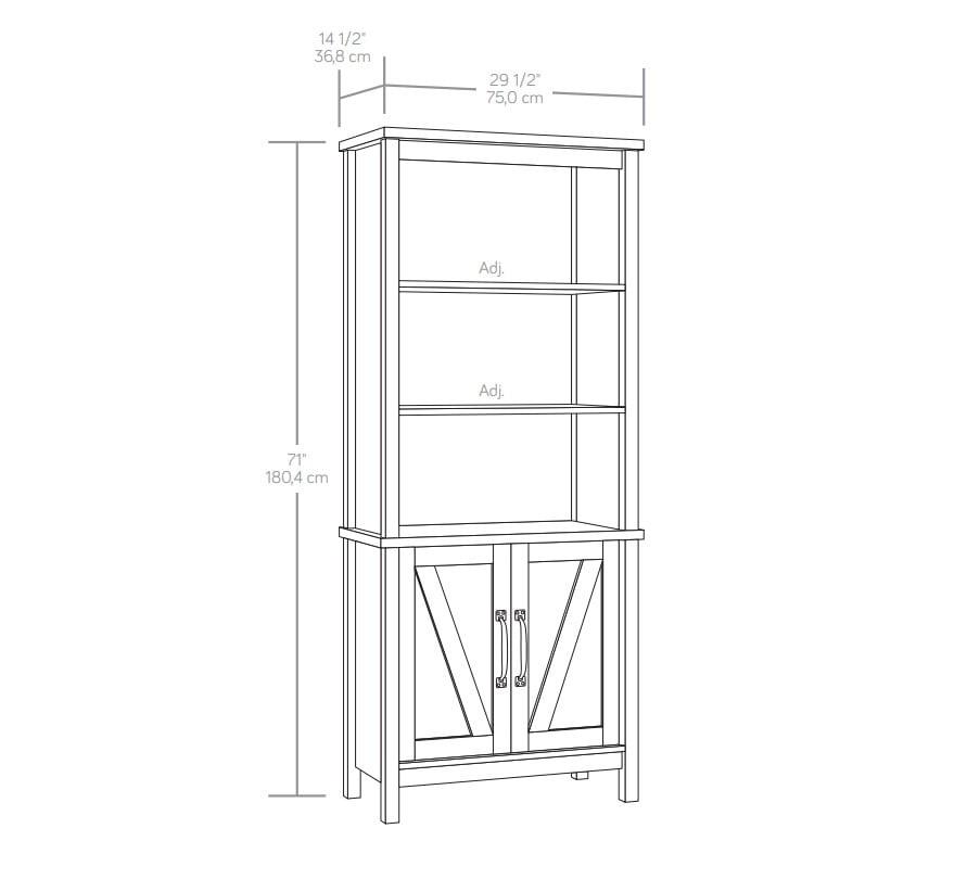 Better Homes & Gardens Modern Farmhouse Bookcase with Doors, Alabaster and Light Honey Finish