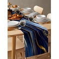 thumbnail image 6 of Table Runner Dresser Scarves 72 Inch Long, Natural Blue Marble Stone with Gold Lines Linen Dining Table Runners Wild Agate Granite Texture Tabletop Scarf for Wedding Holiday Party Kitchen, 6 of 7