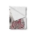 thumbnail image 2 of Day of the Dead Soft Flannel Fleece Throw Blanket, Print Skull Shape Romantic Roses Celebration Day Print, Cozy Plush for Indoor and Outdoor Use, 60" x 80", White Pale Pink Black, by Ambesonne, 2 of 5