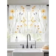 thumbnail image 3 of Yellow Daisy Floral Semi Sheer Window Curtains 45 Inches Long, Spring Rustic Botanical Flowers Rod Pocket Voile Chiffon Curtain Light Filtering Drapes for Living Room, Kitchen, 52"x45", 2 Panels, 3 of 9
