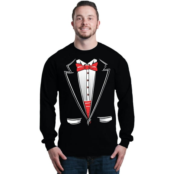 Shop4Ever Men's Classic Red Bow Tie Tuxedo Suit Party Costume Long Sleeve Shirt 3XL Black