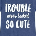 thumbnail image 3 of Instant Message - Trouble Never Looked So Cute - Toddler & Youth Girls Short Sleeve Graphic T-Shirt, 3 of 6