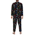 thumbnail image 2 of Halloween Costumes Mens Pajamas Set, skull halloween design Halloween Pajamas Button Down Long Sleeve Loungewear Halloween Sleepwear Pjs sets for Men, 2 of 7