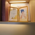 thumbnail image 5 of Gold Floating Frame ;x; Vertical Set For Picture x x x Tabletop Shelf Photo Frame Classy For Wedding Birthday Anniversary Home or Office Decor, 5 of 5
