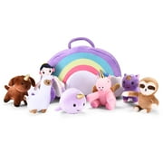 PixieCrush Unicorn Stuffed Animals with Rainbow Bag Set of 7 - Portable Plush Animal Toys - Vibrant Rainbow Set for Traveling and Cuddling - Unicorn Baby Gifts for Endless Fun and Playtime Adventures