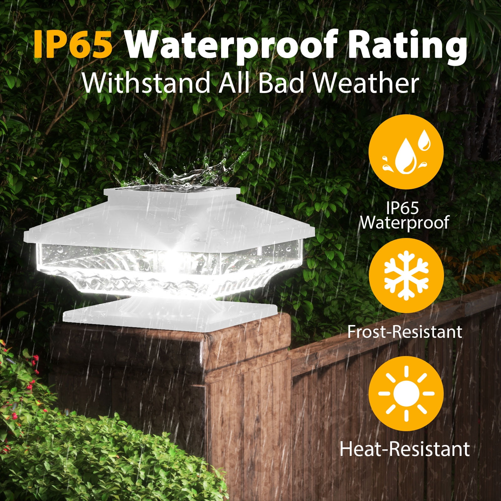 BITPOTT 8 Pcs Bright Solar Post Cap Lights Fence Post Lights Outdoor for Wood Posts in Garden Decor White
