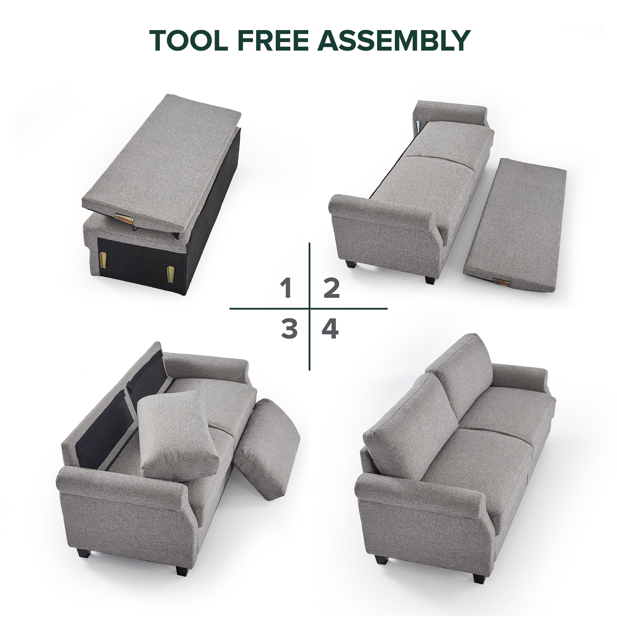 Zinus  78" Josh Upholstered Sofa Couch, Soft Grey