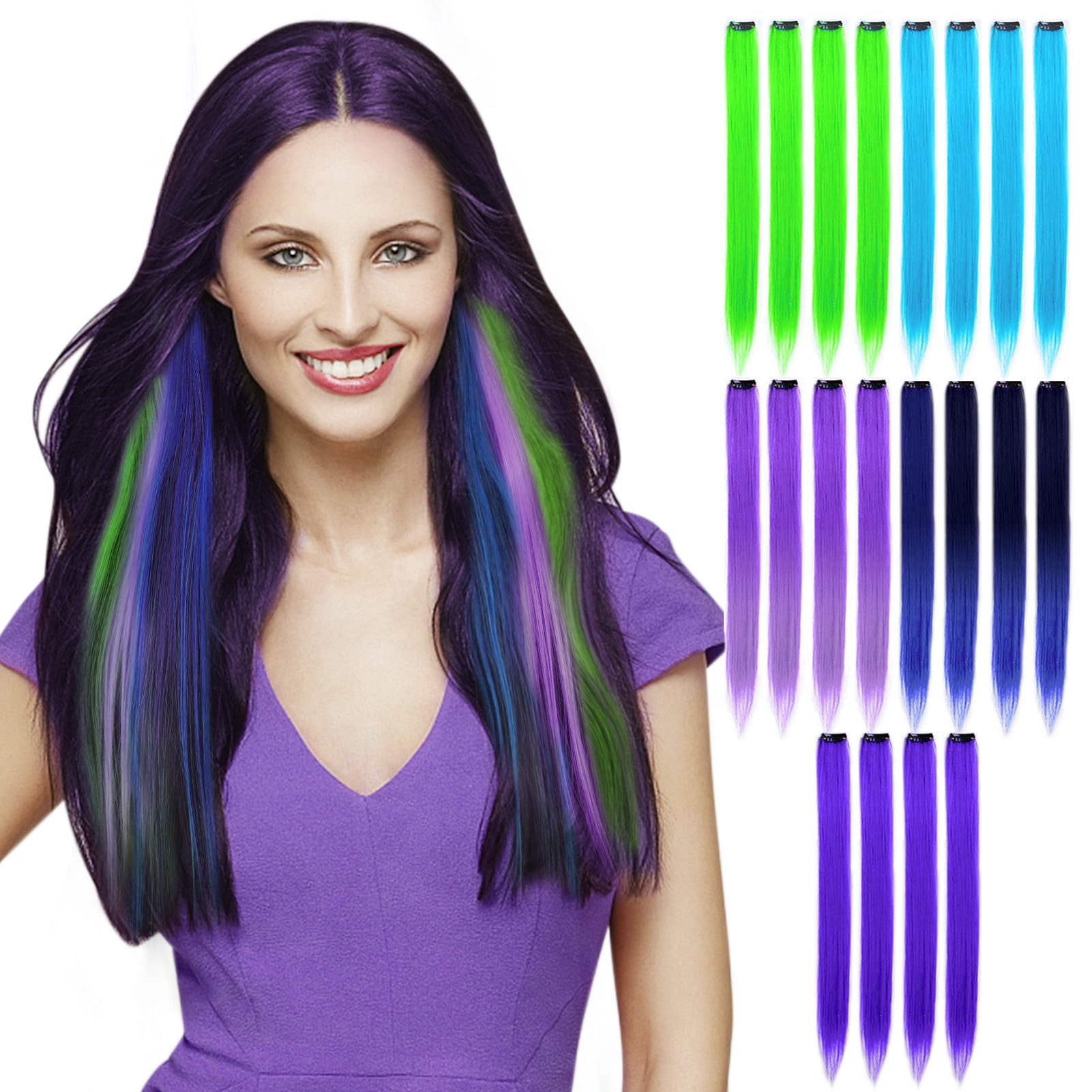Homelove 20 Pcs Colored Hair Extensions,MultiColors Straight Hair