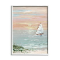 Stupell Indtries Traditional Summer Sunset Sailboat Landscape Contemporary Pink Sky,16 x 20,Design by Sally Swatland