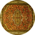 thumbnail image 1 of Ahgly Company Machine Washable Indoor Round Medallion Yellow Traditional Area Rugs, 5' Round, 1 of 4