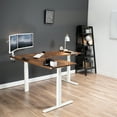 thumbnail image 3 of VIVO Electric Stand Up Corner Desk, Rustic Vintage Brown Table Tops, White Frame, 3 of 9