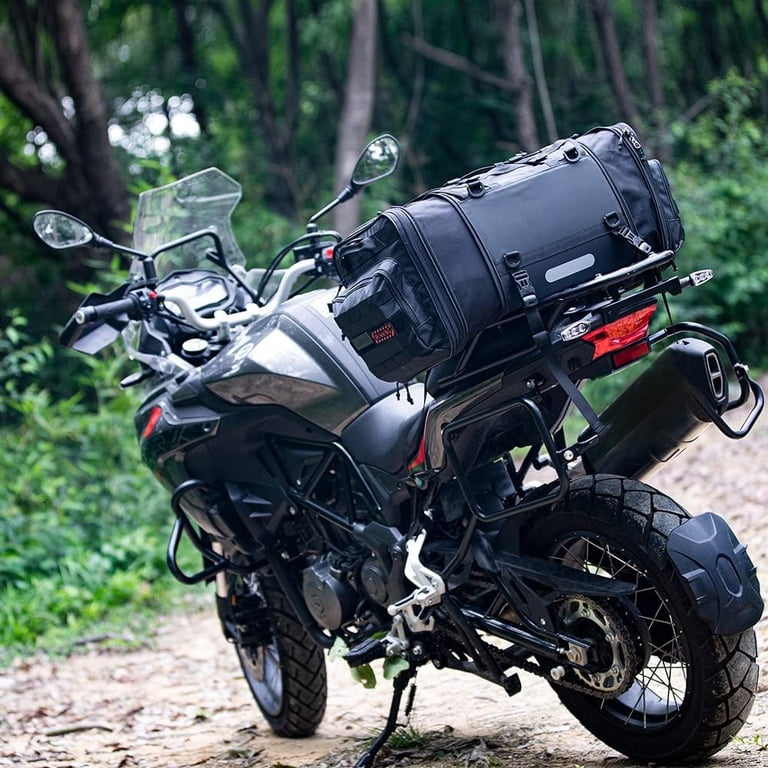 Rhinowalk Motorcycle Saddle Bag Mechanic Motorbike Travel Seat Bag Large Motor Bike Touring Tail Bag Powersports Luggage 50L To 70L With Rain Cover